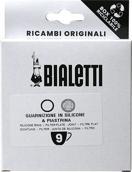 Bialetti Moka-Filterplatte aus Aluminium + 1 Silikonring 9 Köpfe