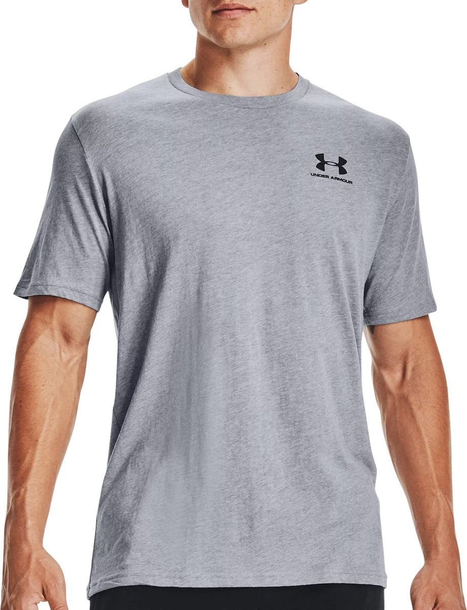 Under Armour UA M Sportstyle LC SS-Gry Herren-Sportshirt – Steel Light Heather – Schwarz