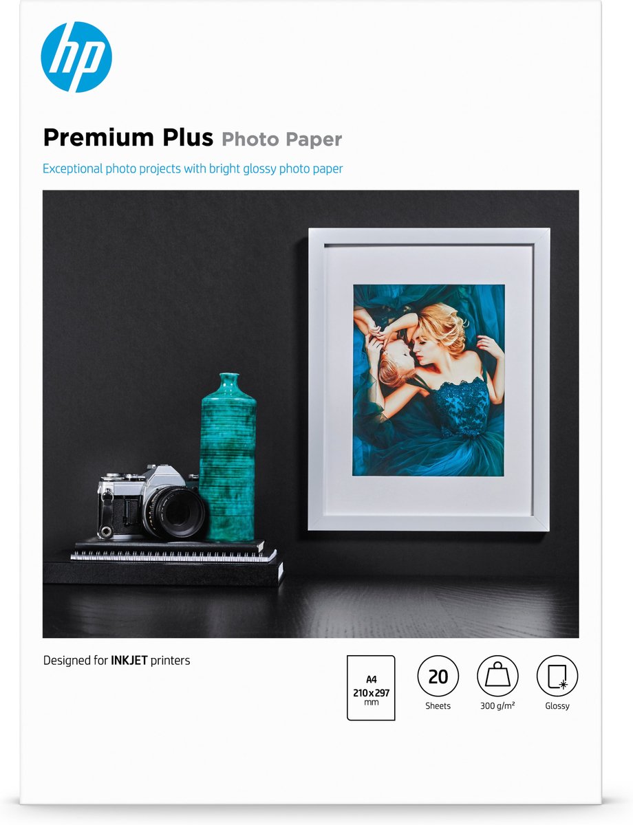 HP Premium Plus Hochglanz-Fotopapier – 20 Blatt A4