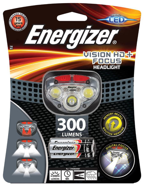 Energizer – Stirnlampe – Vision HD+ – Fokus – weiße rote LED