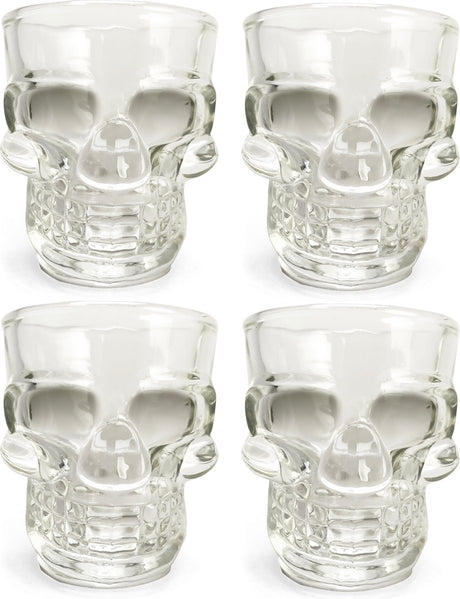 Schnapsglas von Kikkerland – 4er-Set – 45 ml – spülmaschinenfest – im Totenkopf-Design