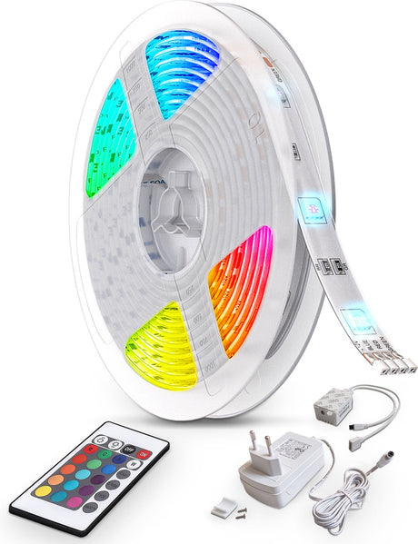 B.K.licht – LED-Streifen 10 Meter – Lichtband – RGB-LED-Beleuchtung – mit Fernbedienung – dimmbar – farbiges Licht – Gaming-Zubehör