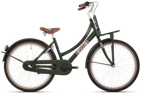 Bikefun Kinderfahrrad Lastenrad 24 Zoll mit Nexus 3 Gang Bremsnabe – Elegance Mattgrün