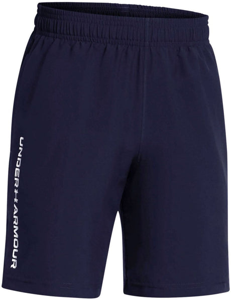 Under Armour UA Tech Woven Wordmark kurze Unisex-Sporthose – Marineblau – Weiß