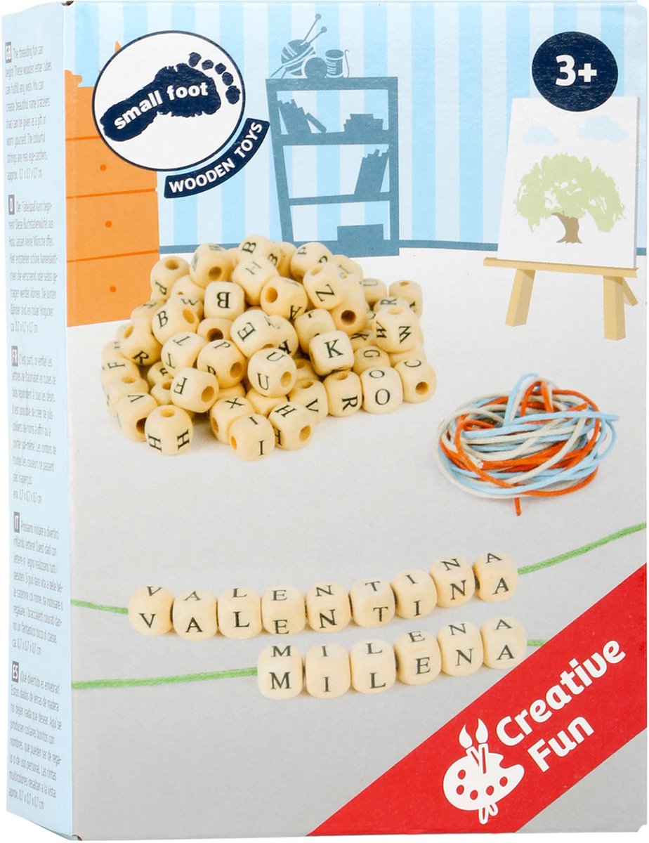 Herstellung von kleinen Fuß-Buchstabenperlenarmbändern aus Holz, 300 Perlen