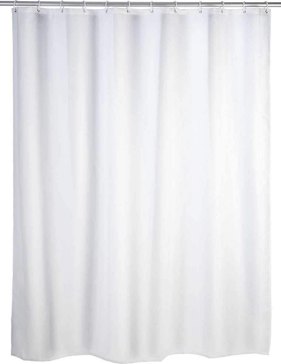 Wenko Anti-Pilz-Duschvorhang weiß 180x200cm Polyester – inklusive Aufhängeringen – wasserdicht – waschbar – schnell trocknend