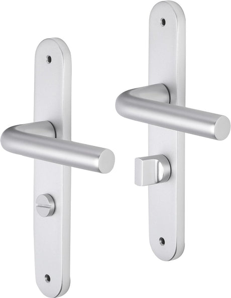 Impresso deurkruk - bolton - voor binnen - ovaal deurschild met schroeven en toiletsluiting - aluminium - 2 stuks