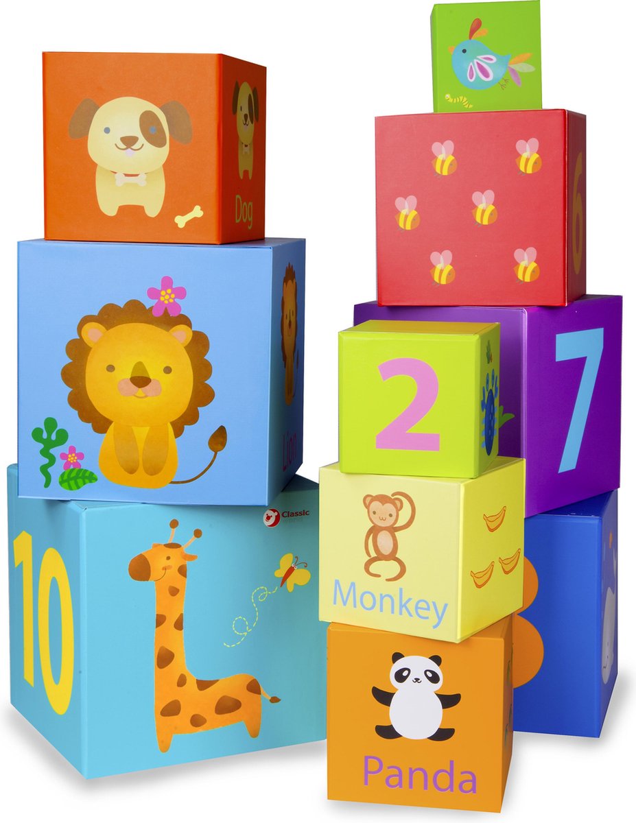 Classic World Stapelbausteine ​​Figuren und Tiere, 10-tlg.