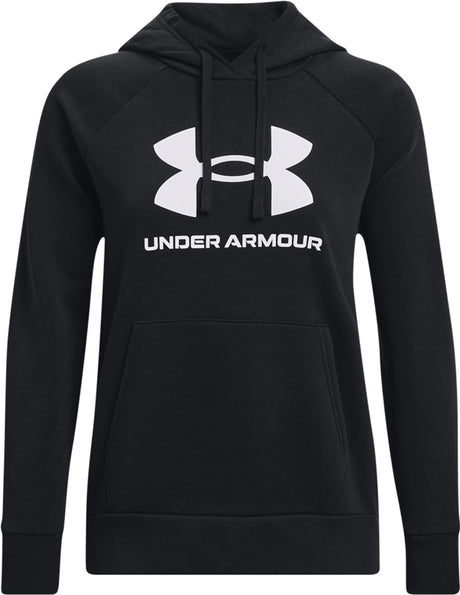 Under Armour UA Rival Fleece Big Logo HD Damen-Sporttrikot – Schwarz – Weiß