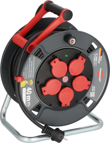 Brennerstuhl Profi-Kabeltrommel 300 ku 4100 (40m Kabel in Schwarz, aus Spezialkunststoff, für den Einsatz auf Baustellen und den dauerhaften Außeneinsatz, hergestellt in Deutschland)