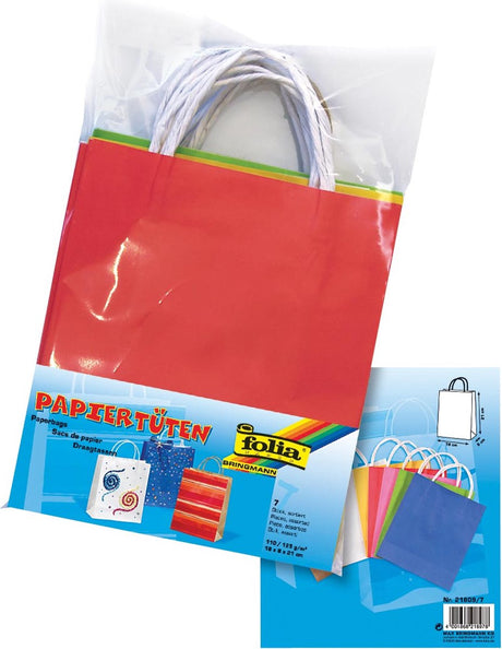 Folia Geschenktüte Größe 18 x 8 x 21 cm, Packung à 7 Stück