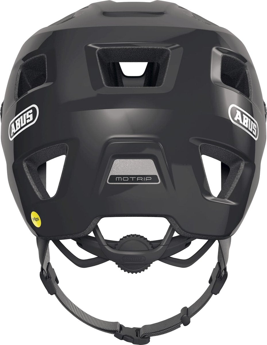 Abus Fahrradhelm Motrip Mips Shiny Black M – 54–58 cm – Schwarz – für den Einsatz am Mountainbike geeignet – 370 g