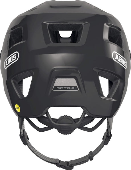 Abus Fahrradhelm Motrip Mips Shiny Black M – 54–58 cm – Schwarz – für den Einsatz am Mountainbike geeignet – 370 g