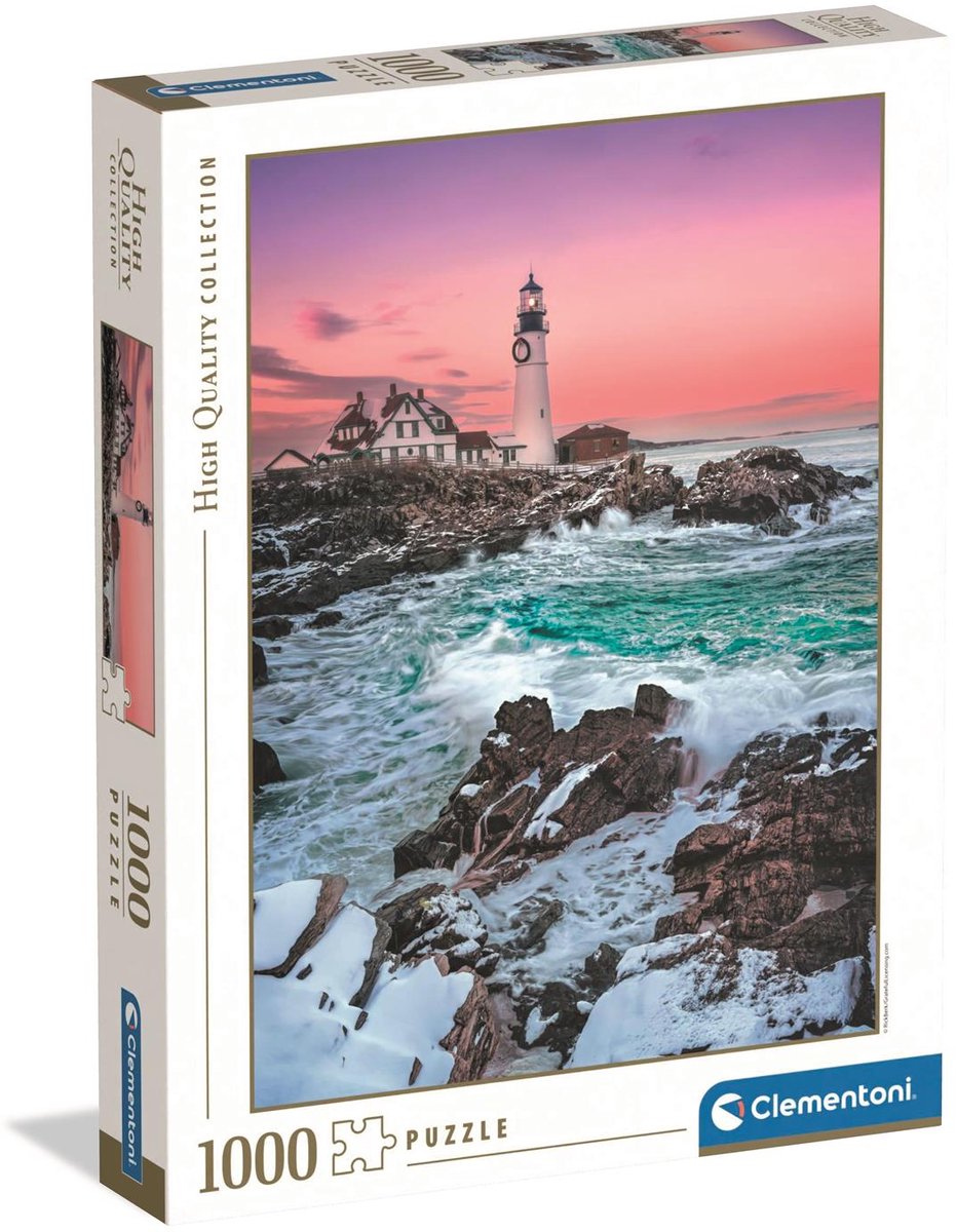 Ty Clementoni First Snow at Portland Head – Leuchtturm im Schnee – Puzzle 1000 Teile Erwachsene – Puzzle HQC, hochwertige Sammlung ab 12 Jahren