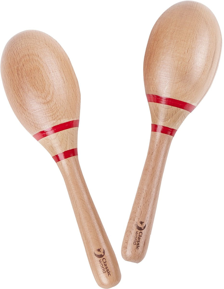 Klassisches Maracas-Musikinstrument aus Holz für Kinder.