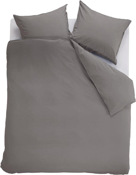 Ambiante cotton uni dekbedovertrek - effen - lits-jumeaux - 240x200 220 cm - grijs