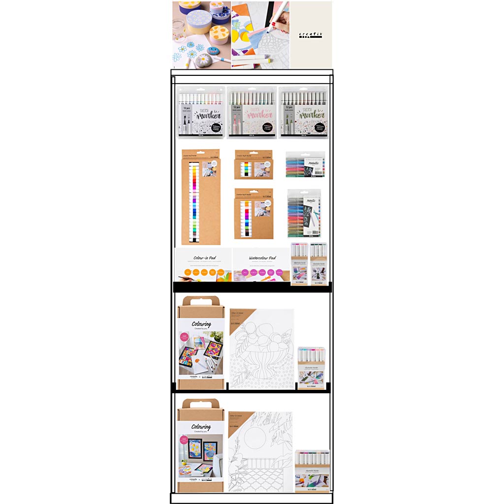 Creativ Company Bodendisplay, montiert, Kategorie, Farben, Erwachsene, H: 1580 mm, L: 600 mm, B: 400 mm, 139 Einheiten. 1 Stück
