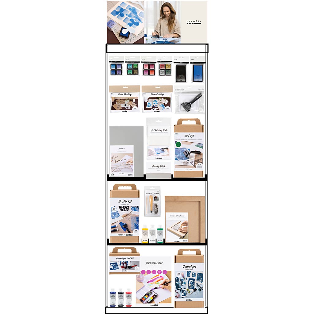 Creativ Company Bodendisplay, unmontiert, Kategorie, Linolschnitt, Erwachsene, H: 1580 mm, L: 600 mm, B: 400 mm, 194 Einheiten. 1 Stück