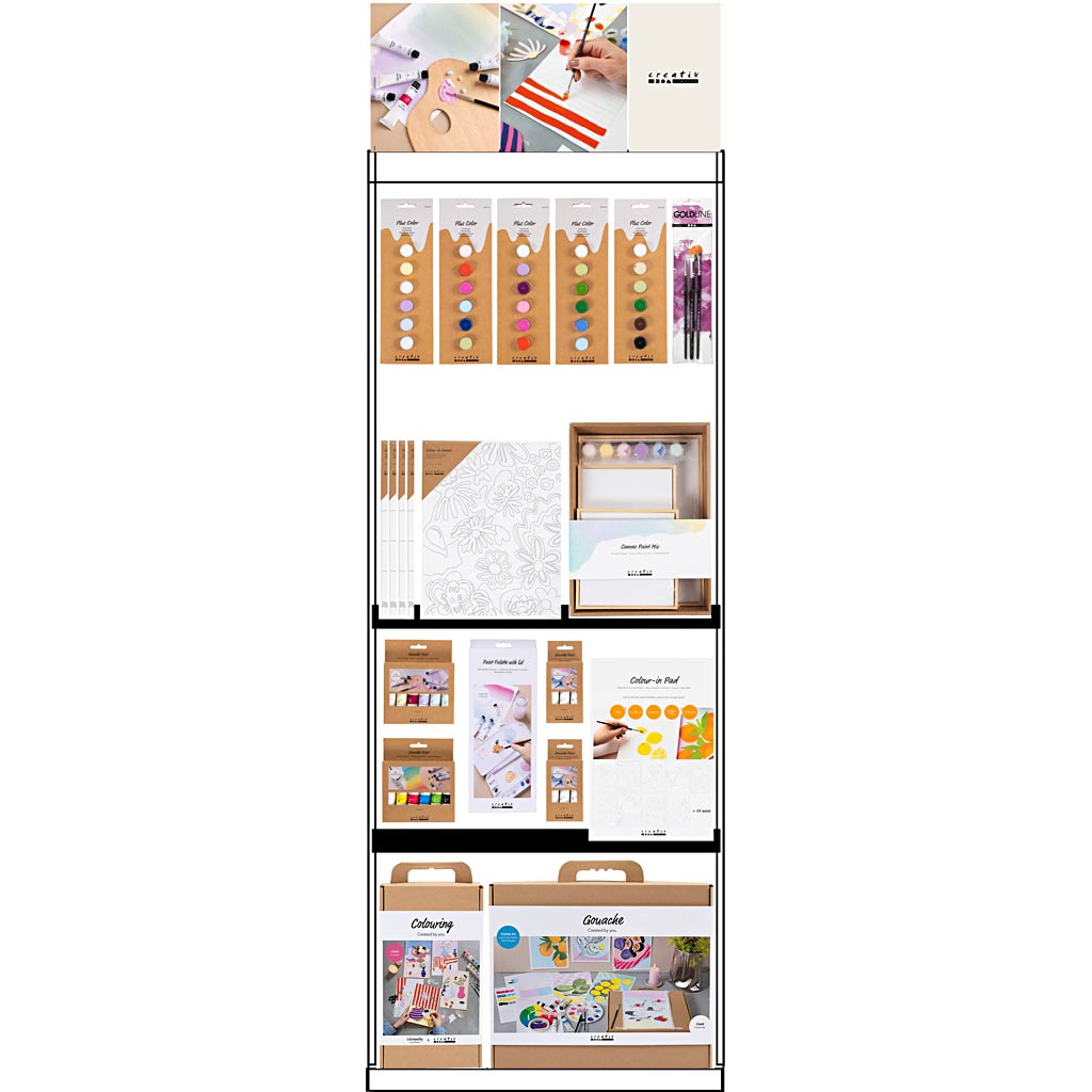 Creativ Company Bodendisplay, montiert, Kategorie, Acrylfarbe, Erwachsene, H: 1580 mm, L: 600 mm, B: 400 mm, 150 Stück. 1 Stück