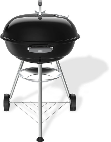 Kompakter Weber-Wasserkocher – Grillrost ø 57 cm – Holzkohlegrill – Schwarz – Ascheauffangschale – 2 langlebige, wetterbeständige Räder – praktischer Deckelhaken – kratz- und rostbeständig