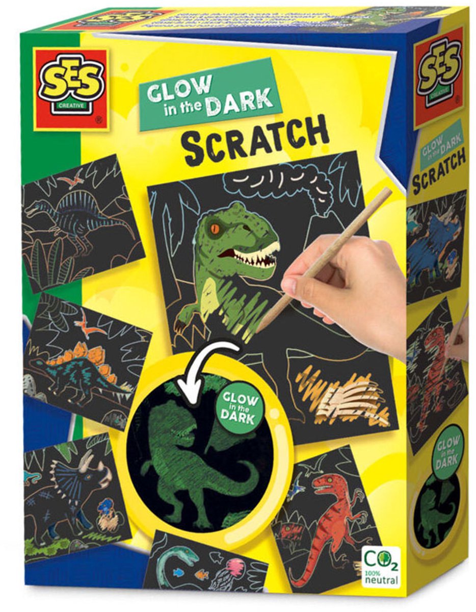 SES Creative SES Glow in the Dark Scratch – Dinosaurier
