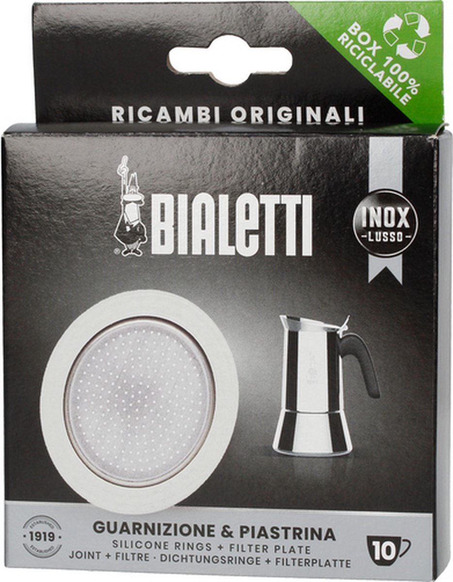 Bialetti Filterplatte + Silikonring – für 10 Tassen Edelstahl-Perkolatoren