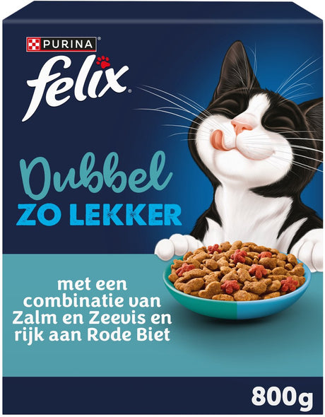 Felix doppelt so leckeres Trockenfutter für Katzen – Lachs-Seefisch – 5 x 800 g