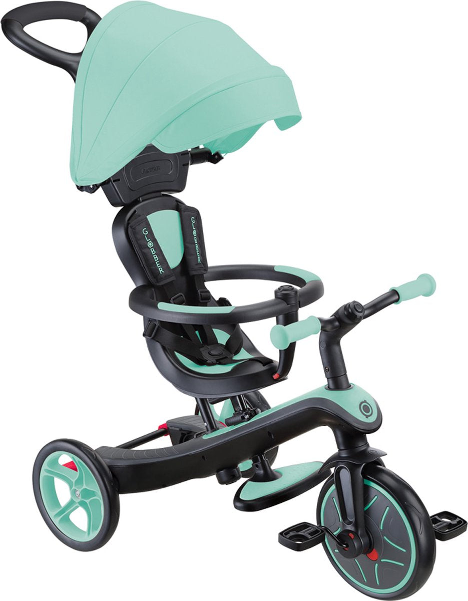 Globber Dreirad – Trike 4 in 1 in Mint – Münze – 4in1 Cabrio – mit Schiebestange – von 10 Monaten bis 5 Jahren