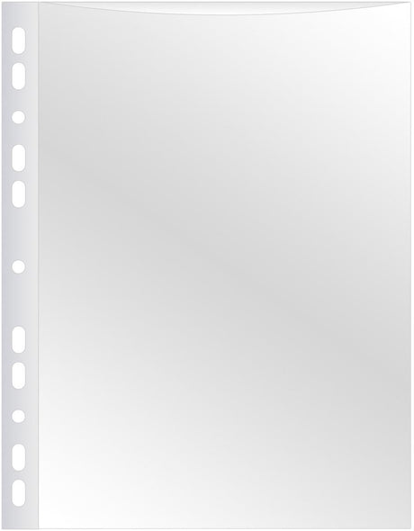 Q-Connect perforierte Showtasche A4, 11-Loch-Perforation, kristallklar, 80 Mikron, Packung mit 50 Stück