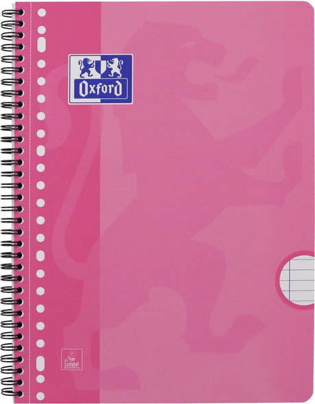 Oxford-Schulvorlesungsblock – A4+ – 23 Löcher – liniert – 80 Blatt – rosa