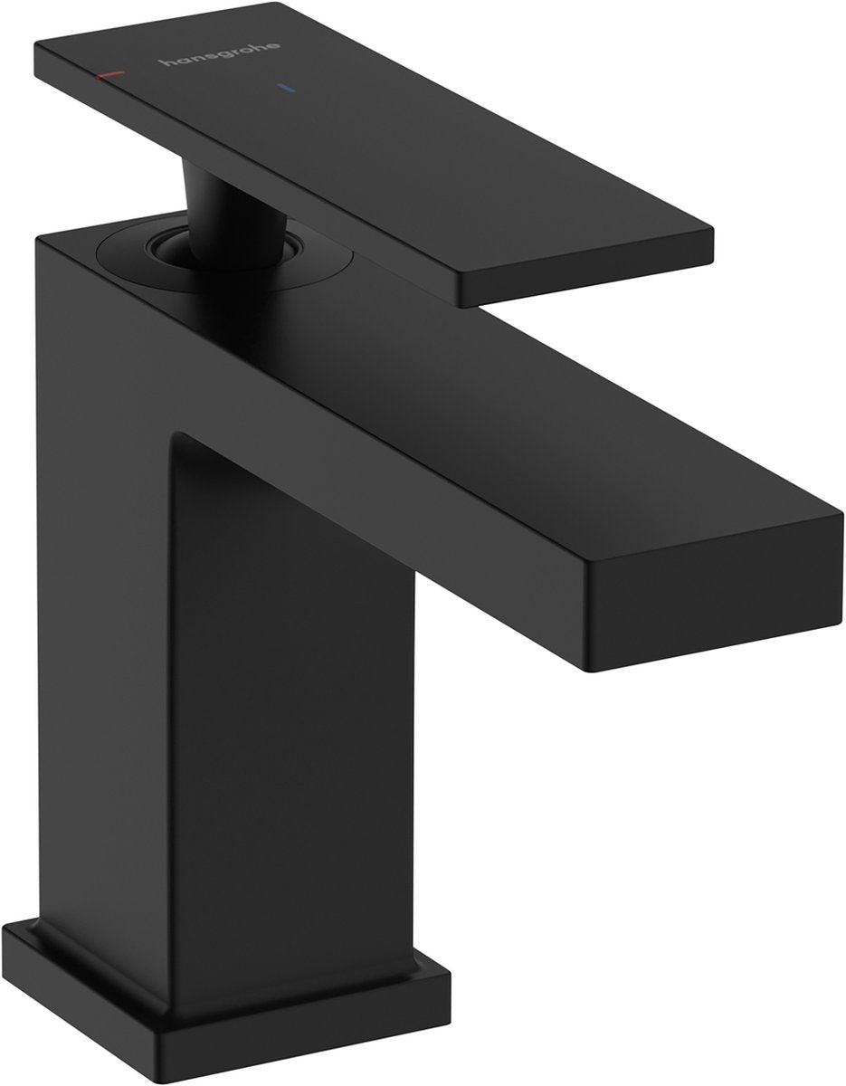 Hansgrohe tecturis e – Waschtischarmatur – Einhebelbedienung – Kaltstart energiesparend – mit Ablaufgarnitur – 80 mm Größe – mattschwarz