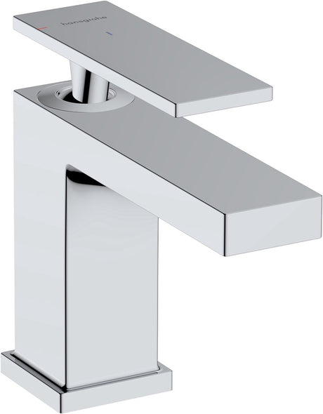 Hansgrohe tecturis e – Waschtischarmatur – Einhebelbedienung – Kaltstart energiesparend – mit Ablaufgarnitur – 80 mm Größe – Chrom