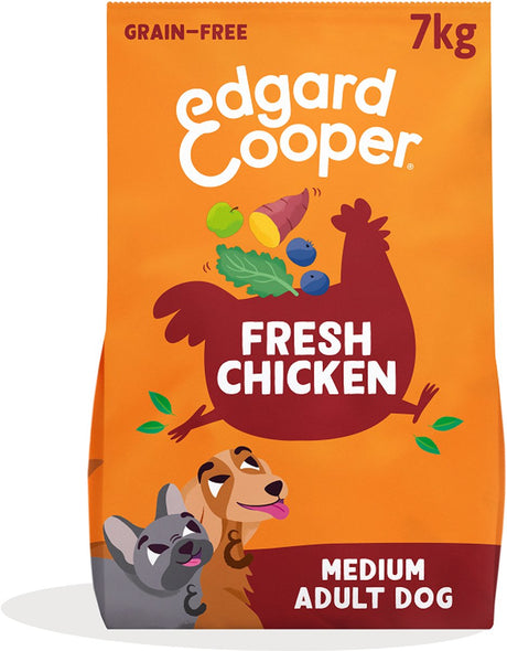 Edgard Cooper Adult Hundefutter für mittelgroße Hunde, frisches Huhn, 7 kg, getreidefreie Rezeptur mit natürlichen Zutaten, perfekte Ballaststoffbalance