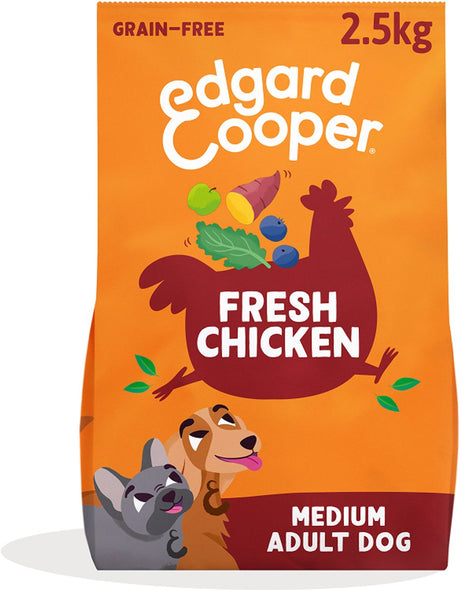Edgard Cooper Adult Hundefutter für mittelgroße Hunde, frisches Huhn, 2,5 kg, getreidefreie Rezeptur mit natürlichen Zutaten, perfekte Ballaststoffbalance