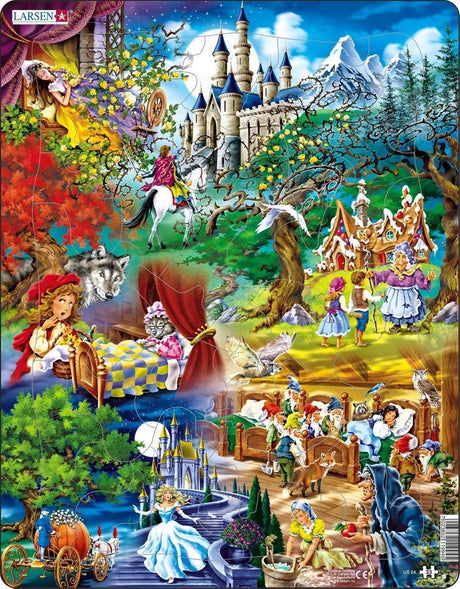 Larsen Grimms Märchen – Puzzle – Fantasie und Geschichte – Märchen – Lernpuzzle für Kinder – 33 Teile – hergestellt in Norwegen – extra dicke 2,5 mm Teile – Tablett mit festem Rand