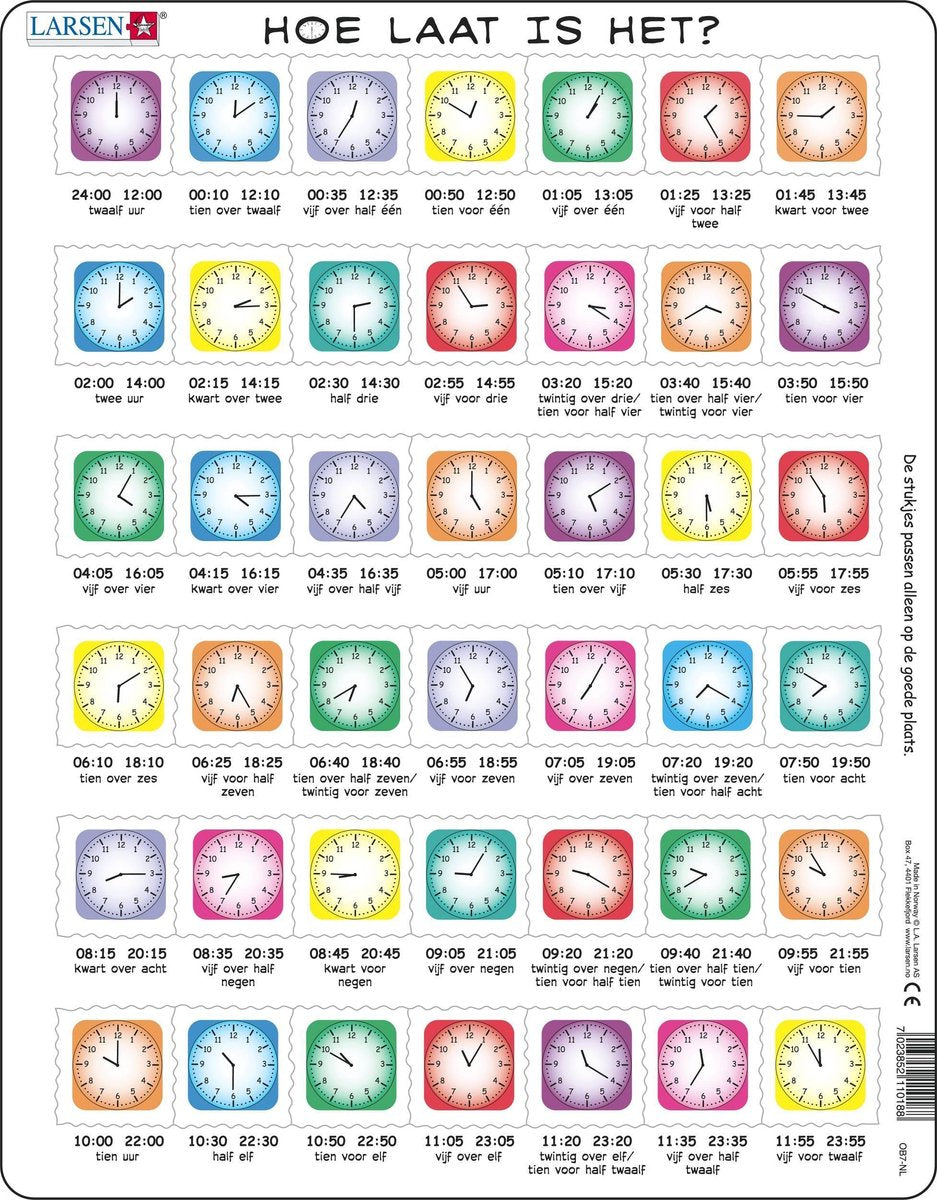 Selecta Larsen Puzzle lernen, wie spät es ist – wie spät ist es, 42 Teile.