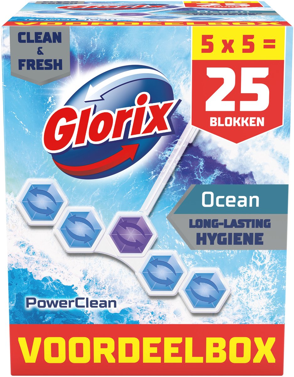 Glorix -wc blokjes - ocean - 25 stuks - voordeelverpakking