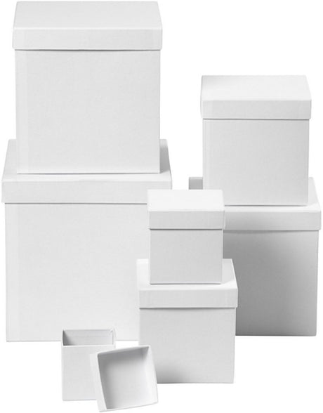Kreativunternehmen https: www.cchobby.nl quadratische Boxen quadratische Größe 7-5x7-5x7-5-10x10x10-13x13x13-15x15x15-18x18x18-20x20x20-23x23x23-cm-weiß-7-teilig-1-Set