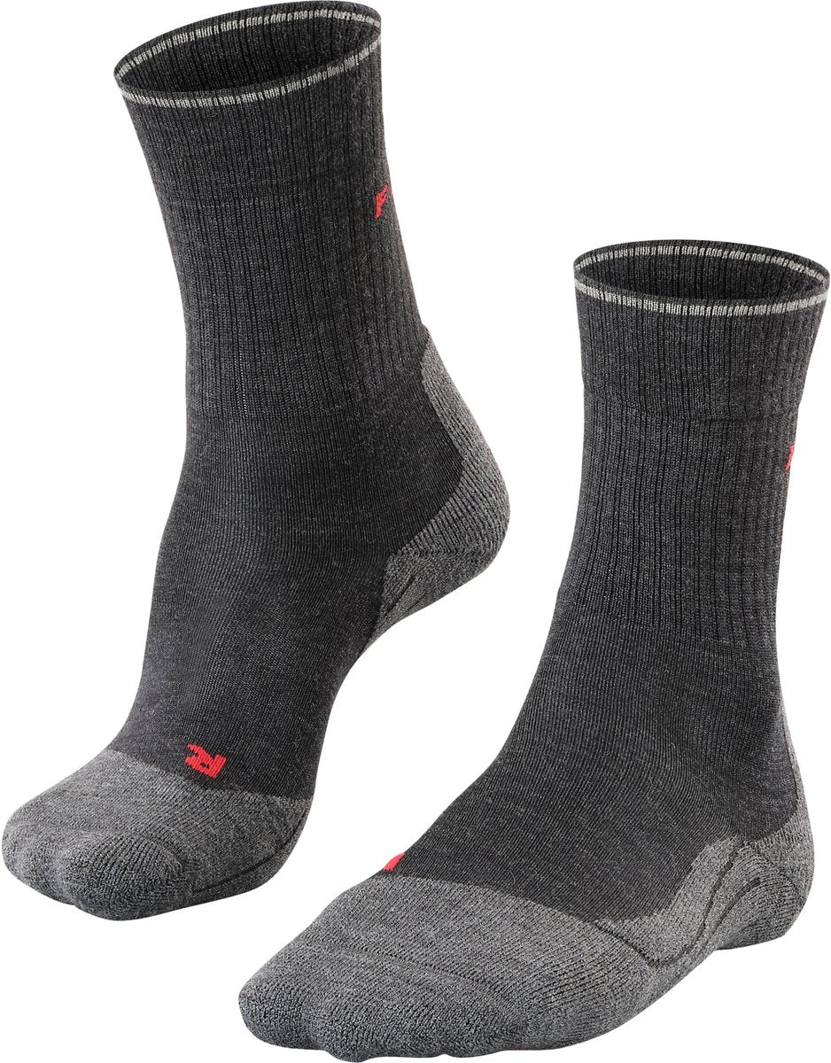 Falke TK2 Explore Wool Silk Medium Wattierung Wolle Funktionsmaterial Wandersocken Damen Grau – Größe 37-38