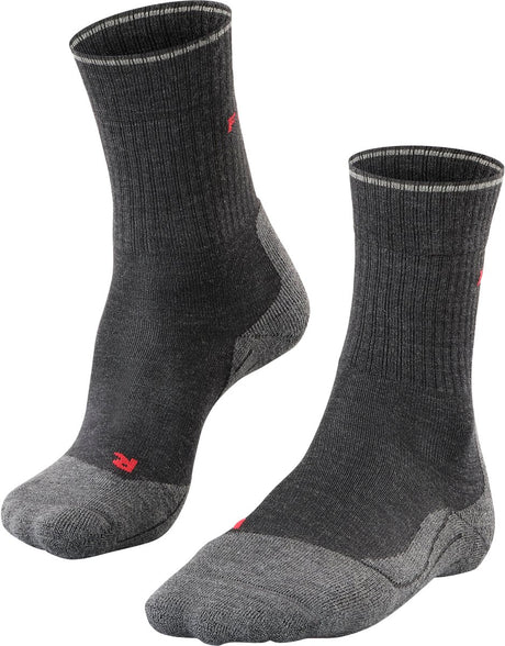 Falke TK2 Explore Wool Silk Medium Wattierung Wolle Funktionsmaterial Wandersocken Damen Grau – Größe 37-38