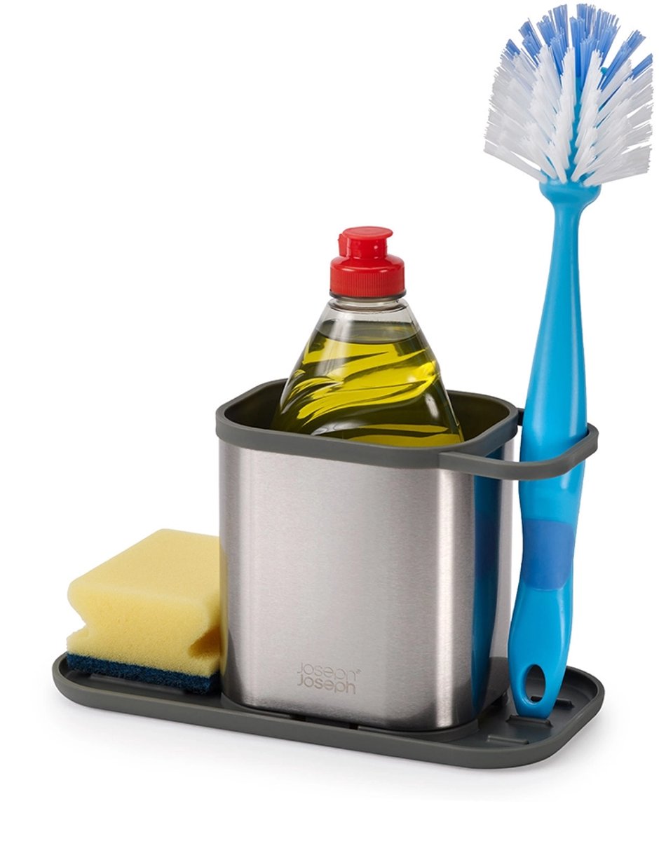 Joseph joseph duo opal - zeepdispenser met sponshouder rvs - kunststof - grijs