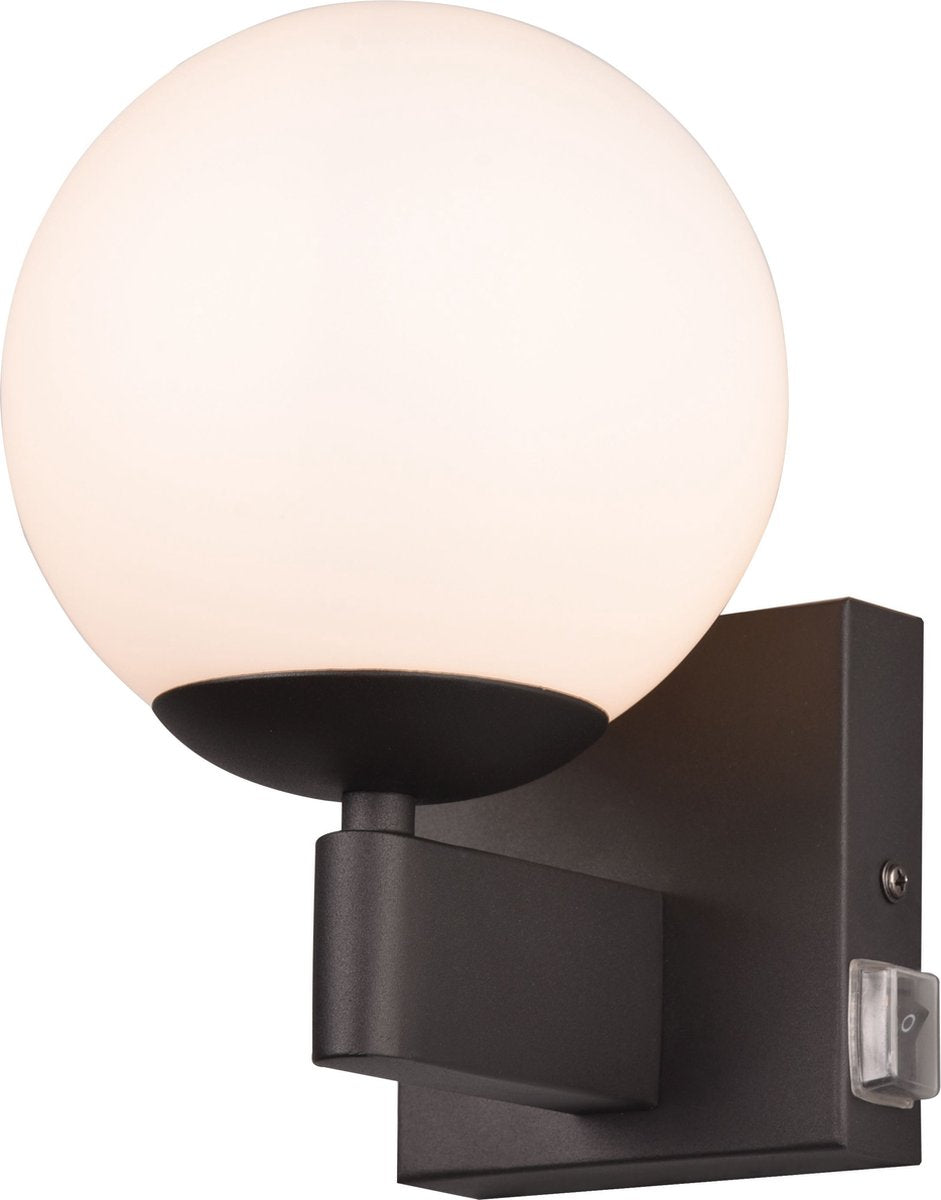 Trio kula - Wandleuchte - schwarz matt - exkl. Leuchtmittel 1x e14 10w - IP44 - geeignet für Badezimmer