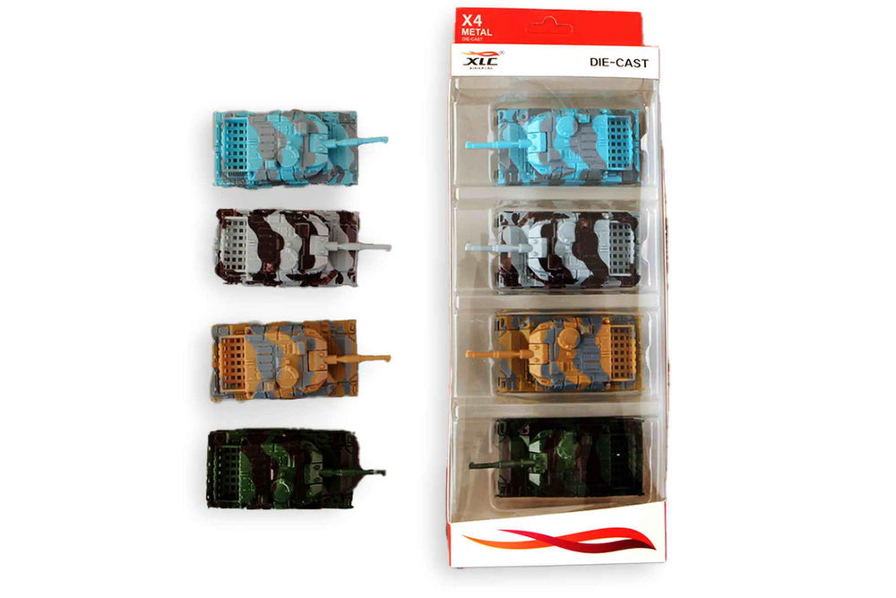 Tankrückzug aus Druckguss, 9 cm, 4er-Set