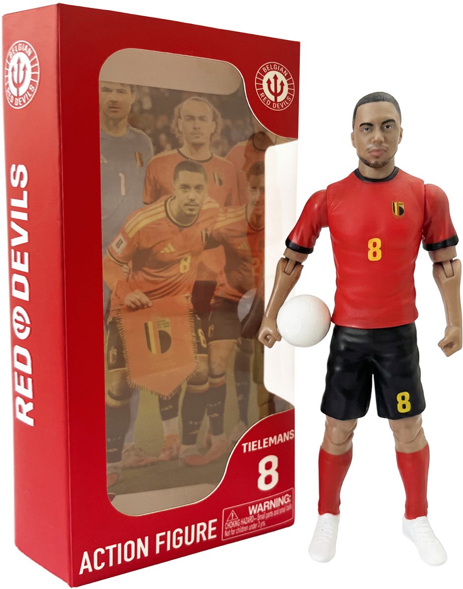 Megableu Actionfigur Red Devils – Youri Tielemans – Fußballpuppe mit beweglichen Gliedmaßen – offizielles Merchandise