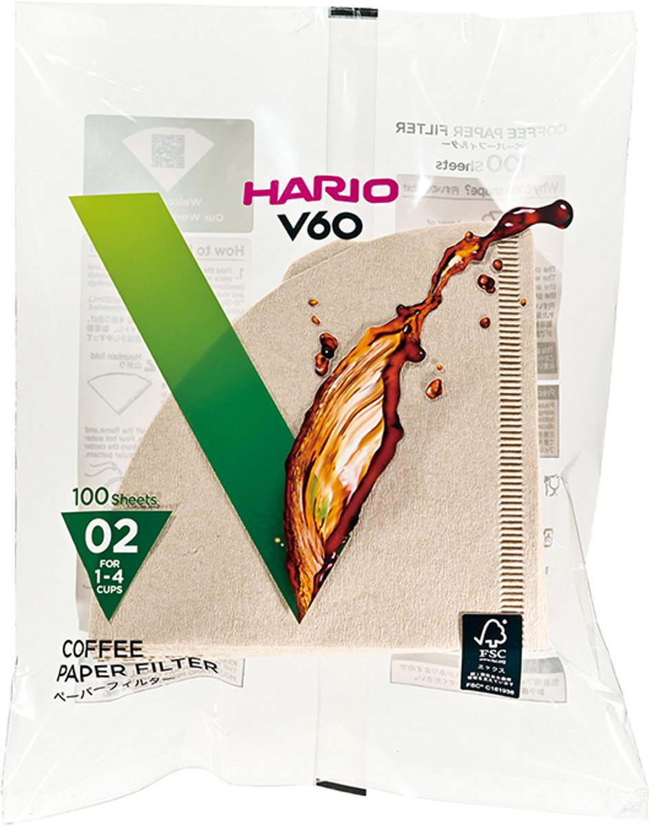 Hario v60 Filterpapier – Größe 02 – 100 Stück – braun