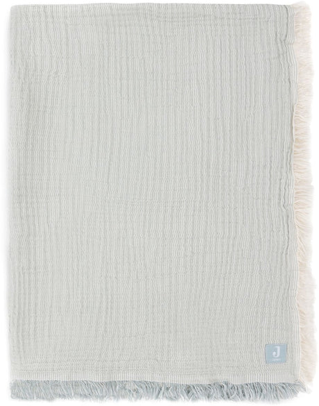 Jollein deken ledikant 120x120cm - fringe stripe sea green ivory - gots