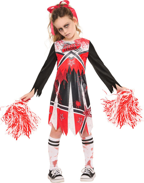 Rubies zombie-cheerleader kostuum voor meisjes maat 7-8 122-128 cm 122 128