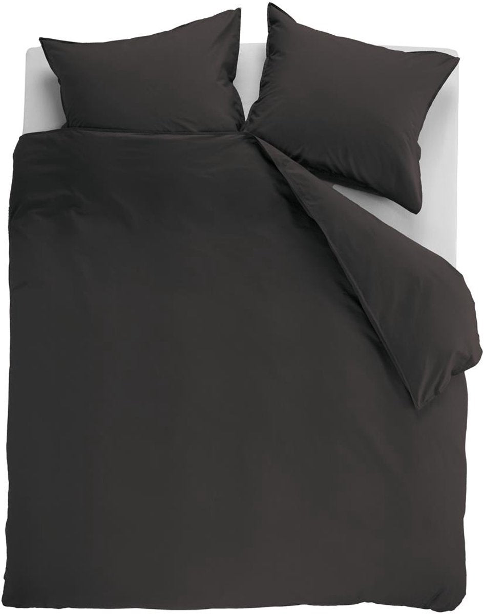 Ambiante cotton uni dekbedovertrek - effen - lits-jumeaux xl - 260x200 220 cm - antraciet