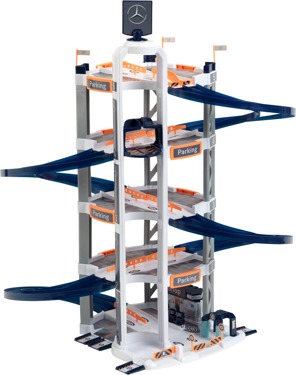 Klein Toys Theo Klein Mercedes-Benz Parkhaus mit 5 Etagen - 55x55x85 cm - Weiß Blau