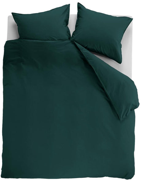 Ambiante cotton uni dekbedovertrek - effen - lits-jumeaux xl - 260x200 220 cm cm - donkergroen